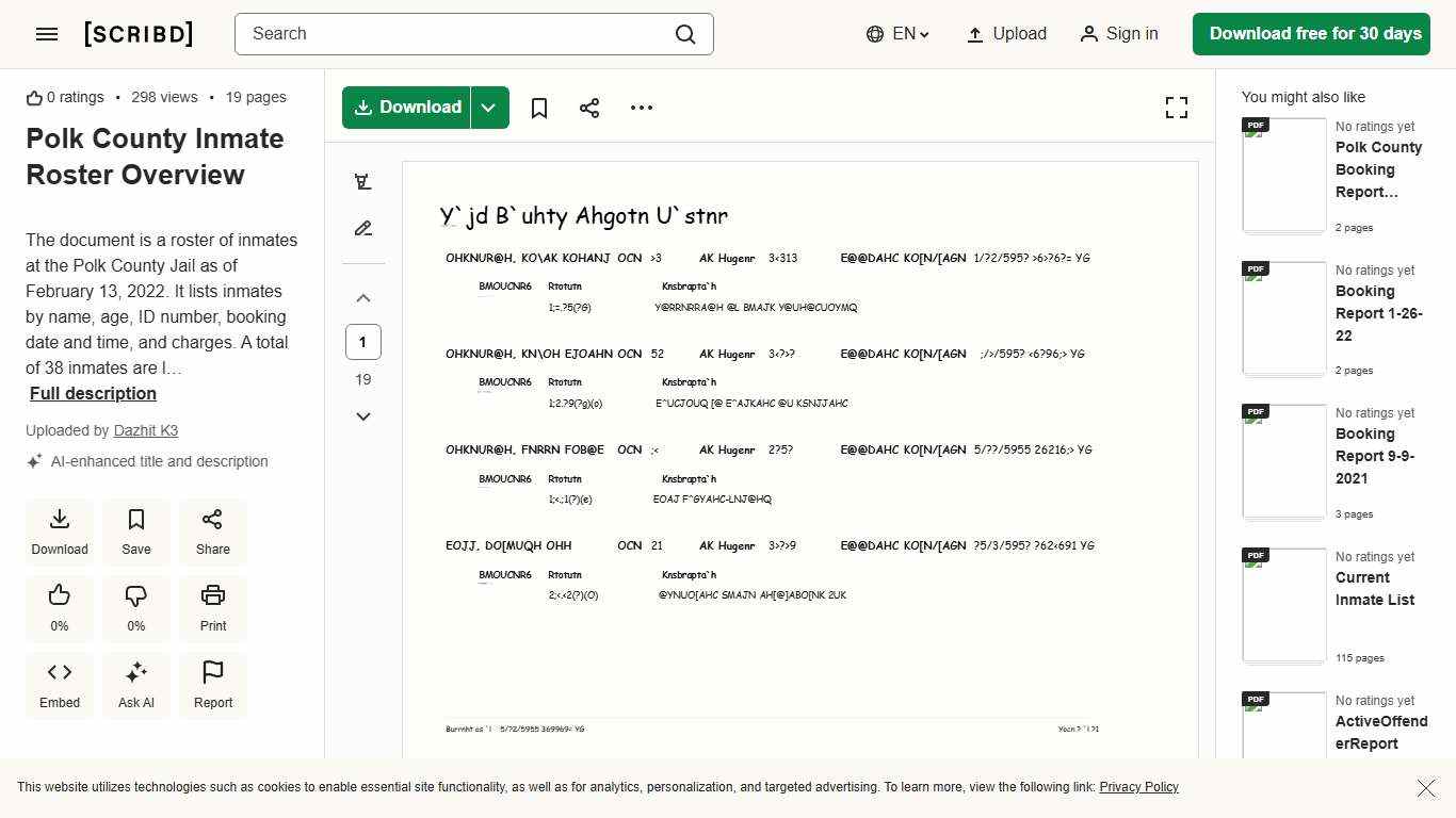 Polk County Inmate Roster Overview PDF Theft Robbery